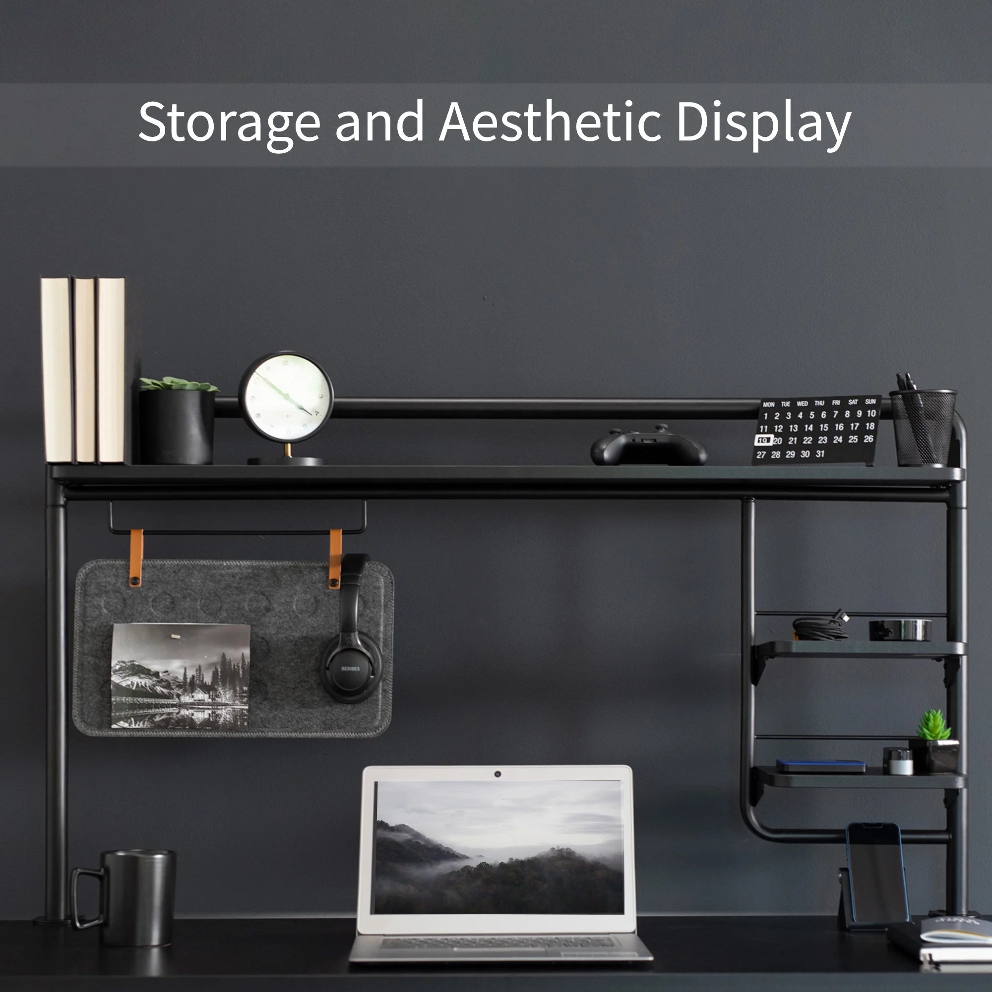Clamp-on Desktop Shelving System with Magnetic Memo Board B139848