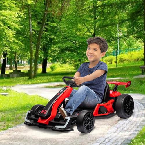Electric Go Kart for Kids with Drift Function, Adjustable Seat, 8mph Y28704