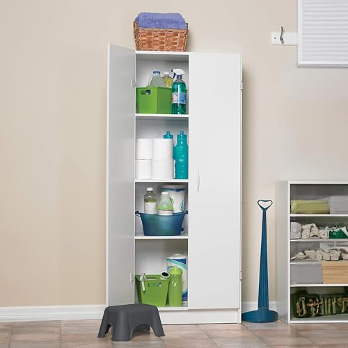 Pantry Cabinet with 2 Doors and Adjustable Shelves, White F51204
