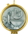 Communion PYX | 2 Sizes And Over 20 For Clergy | Made In Italy (JHS Chalice And Candle - Pewter, Large - 2.5")