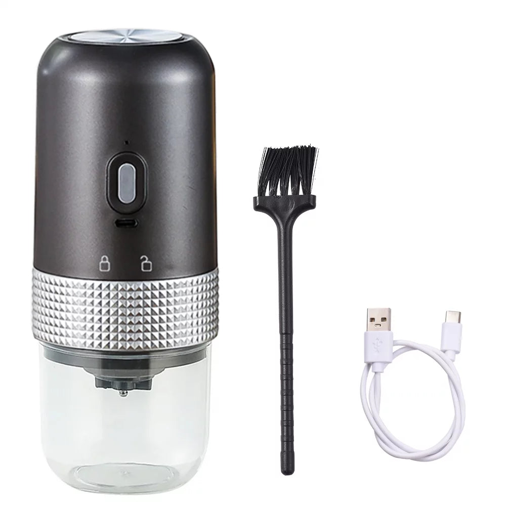 Cordless 13W Electric Coffee Bean Grinder - Portable, 200ml Capacity, USB Rechargeable, Adjustable Settings - Comes with Cleaning Brush for Travel, Camping, Office, and Home Use
