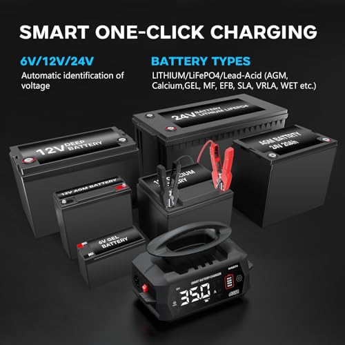 12V 24V 16-Amp Smart Battery Charger for Car Truck Boat Marine D264