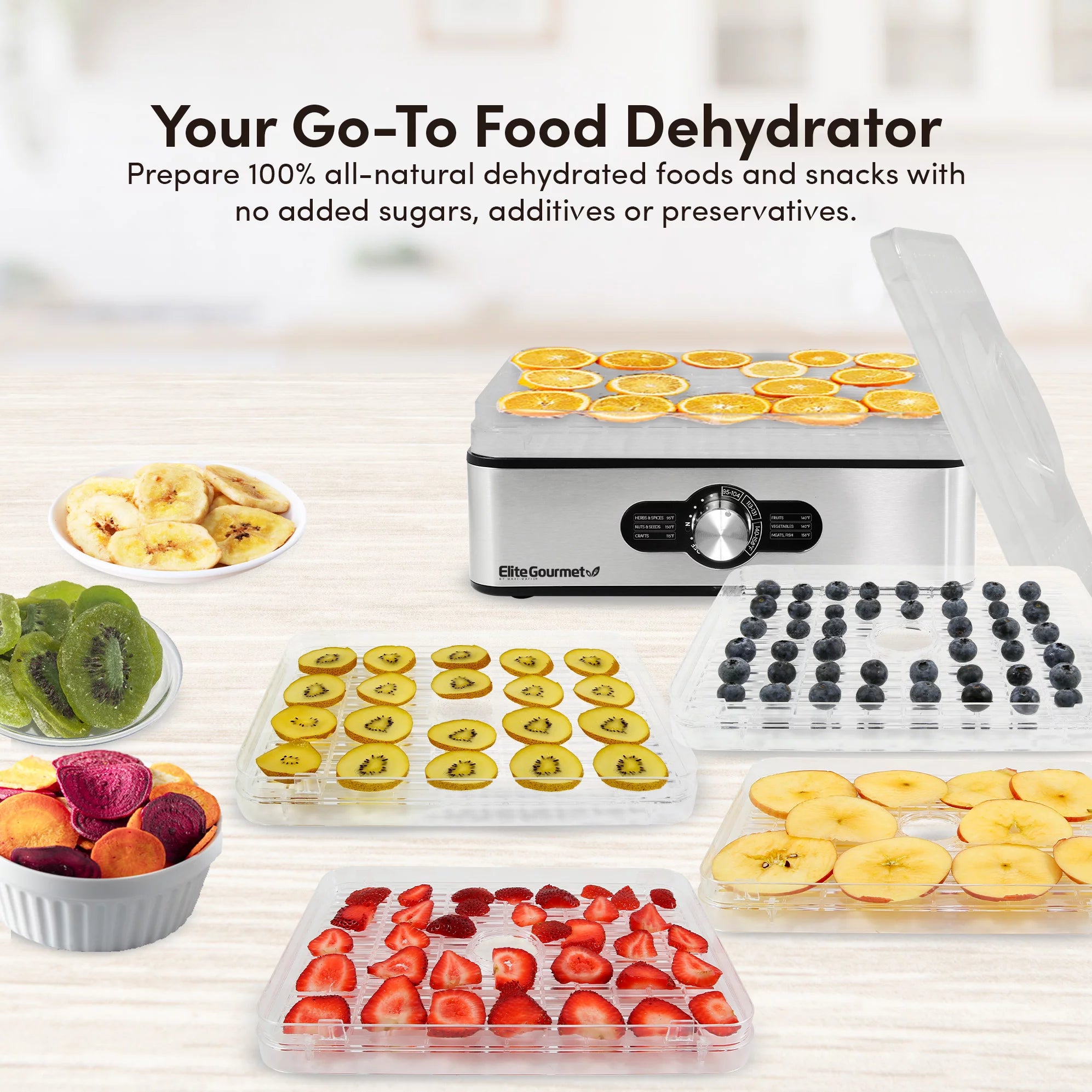 Food Dehydrator with 5 Stainless Steel Trays S893