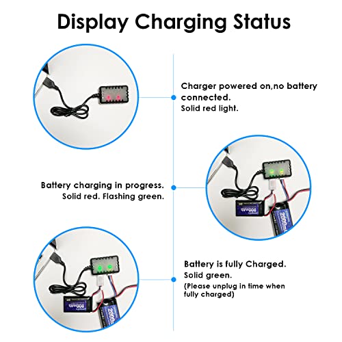 7.4V 2S 450mAh Lipo Battery with JST & PH2.0 Plug and USB Charger for RC Car Truck Drone U648079