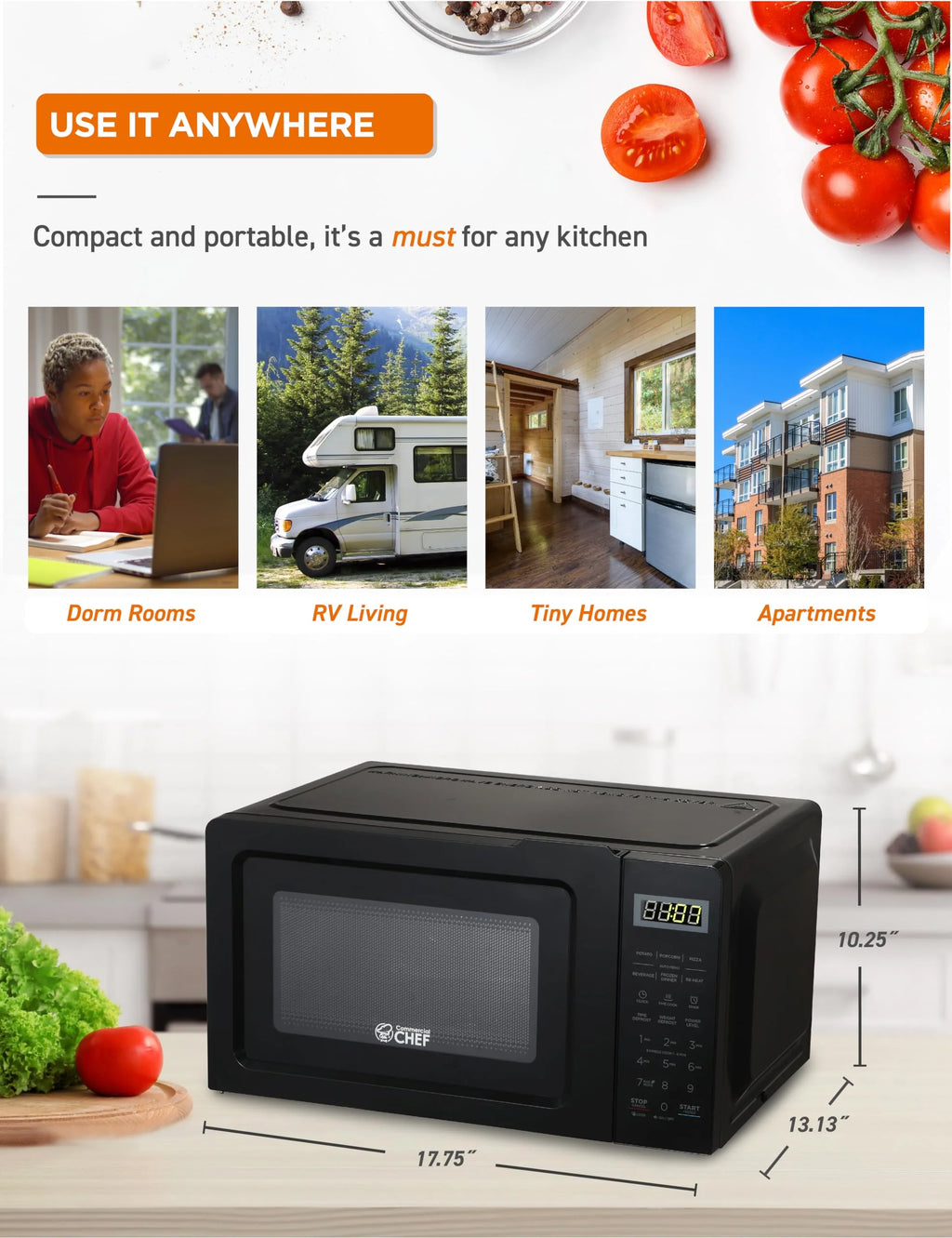 0.7 Cu Ft Microwave Oven, 700 Watt, Stainless Steel Front S4710