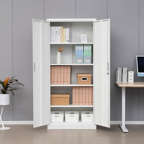 Metal Storage Cabinet with Adjustable Shelves, White M995185