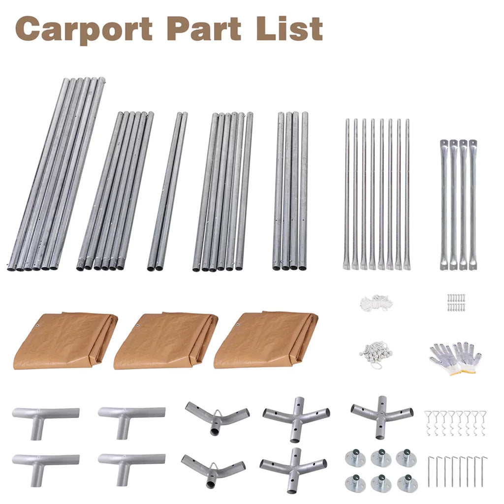 Heavy Duty Carport Canopy for Car Boat Shelter with Removable Sidewalls and Doors X7234