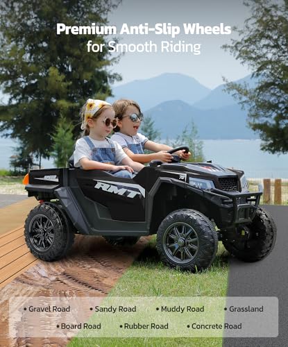 24V Ride on Car 2 Seater with Sun Shade, Dump Bed, 4WD, Pink S782676