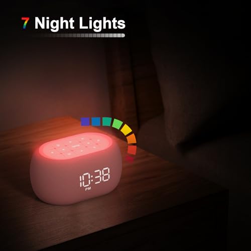 White Noise Sound Machine Alarm Clock with Bluetooth Speaker G270