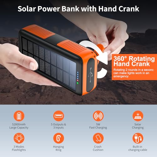 Solar Charger Power Bank 63200mAh Portable Dual Outputs Flashlight K2447