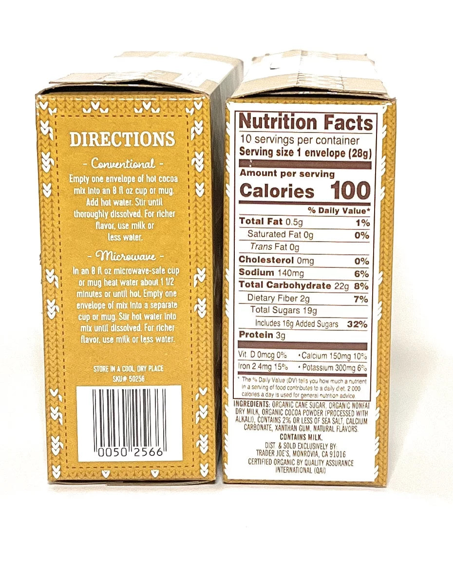 Organic Hot Cocoa Mix 10 Oz Box, 10 Envelopes, Pack of 2 U232