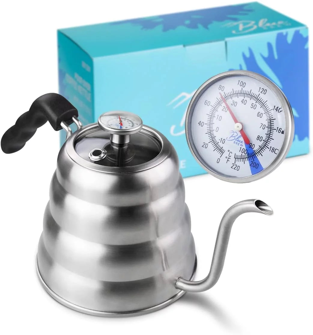 Gooseneck Kettle, Pour Over Coffee Kettle W/Thermometer For Coffee And Tea, 40 Fl Oz (1.2 Liters) Stainless Steel Coffee Maker, Ergonomic Handle For All Stove Top, BB1201