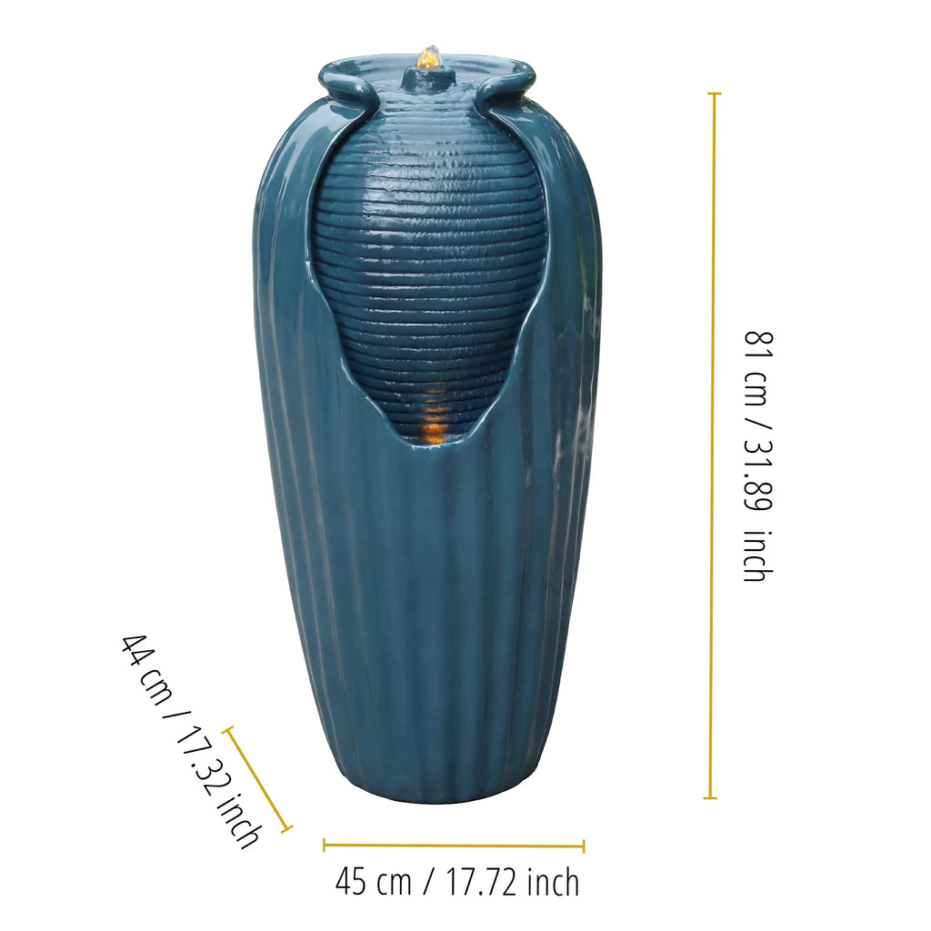 Glazed Contoured Vase Water Fountain with LED Lights for Backyard M17738