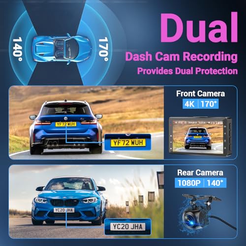 Dash Cam 1080P FHD with 32GB Card, Night Vision, 170° Wide Angle V8397