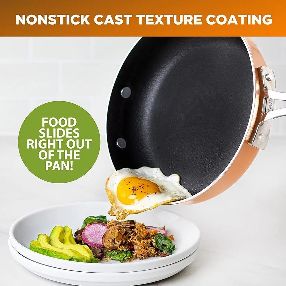 Stackable Pots and Pans 10 Piece Cookware Set with Nonstick Ceramic Coating V208