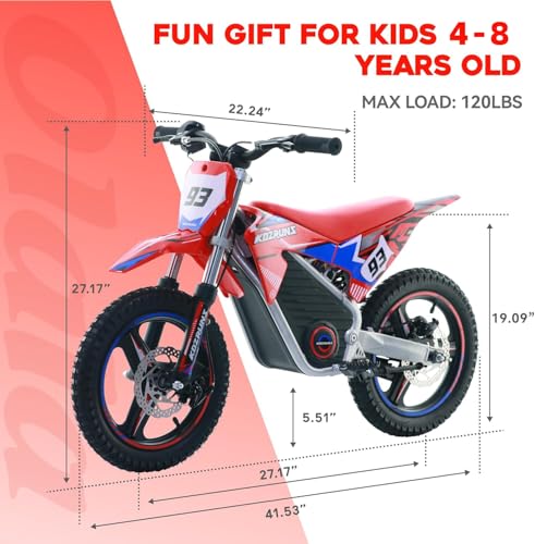 Electric Dirt Bike for Kids Aged 4-8, 350W Brushless Motor, 14'' Off-Road Tires, Blue Y255