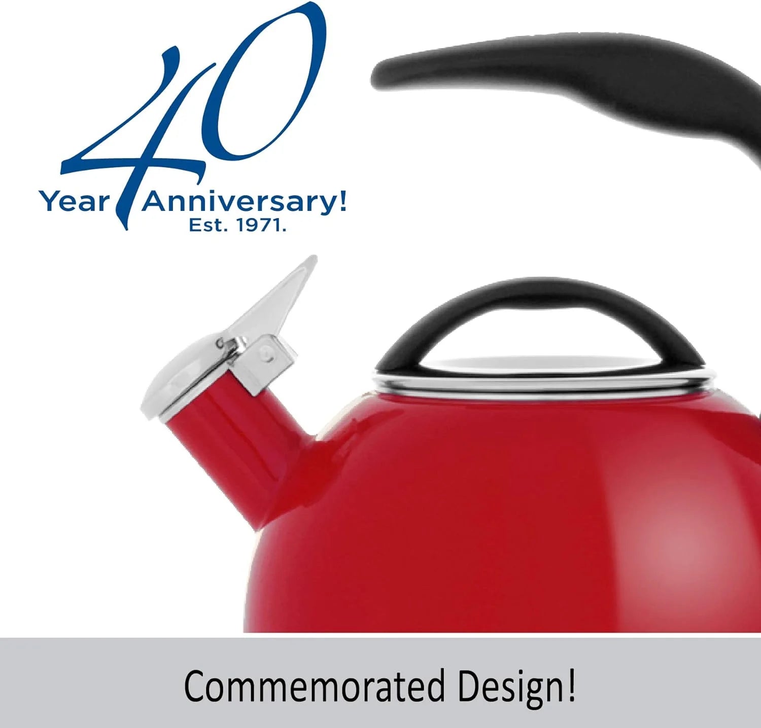 Enamel Steel Whistling Tea Kettle, 2 Quart Q27951