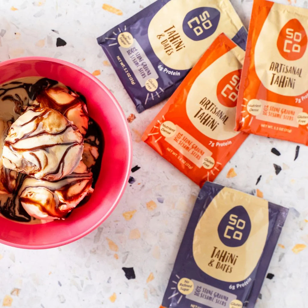 Artisanal Tahini Jars with Tahini & Dates Squeeze Packs, Gluten-Free H88790