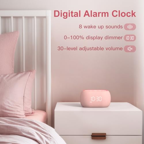 White Noise Sound Machine Alarm Clock with Bluetooth Speaker G270