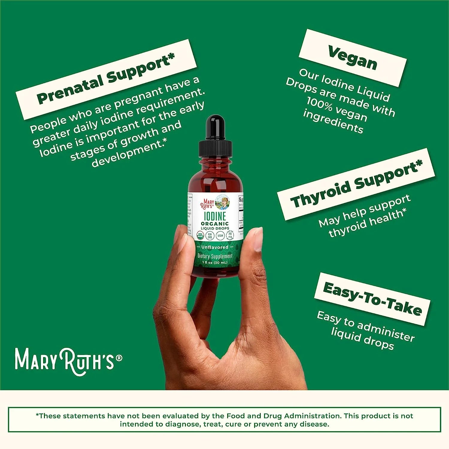 Potassium Iodine Supplement Drops, USDA Organic, Vegan, 450 Servings Q784