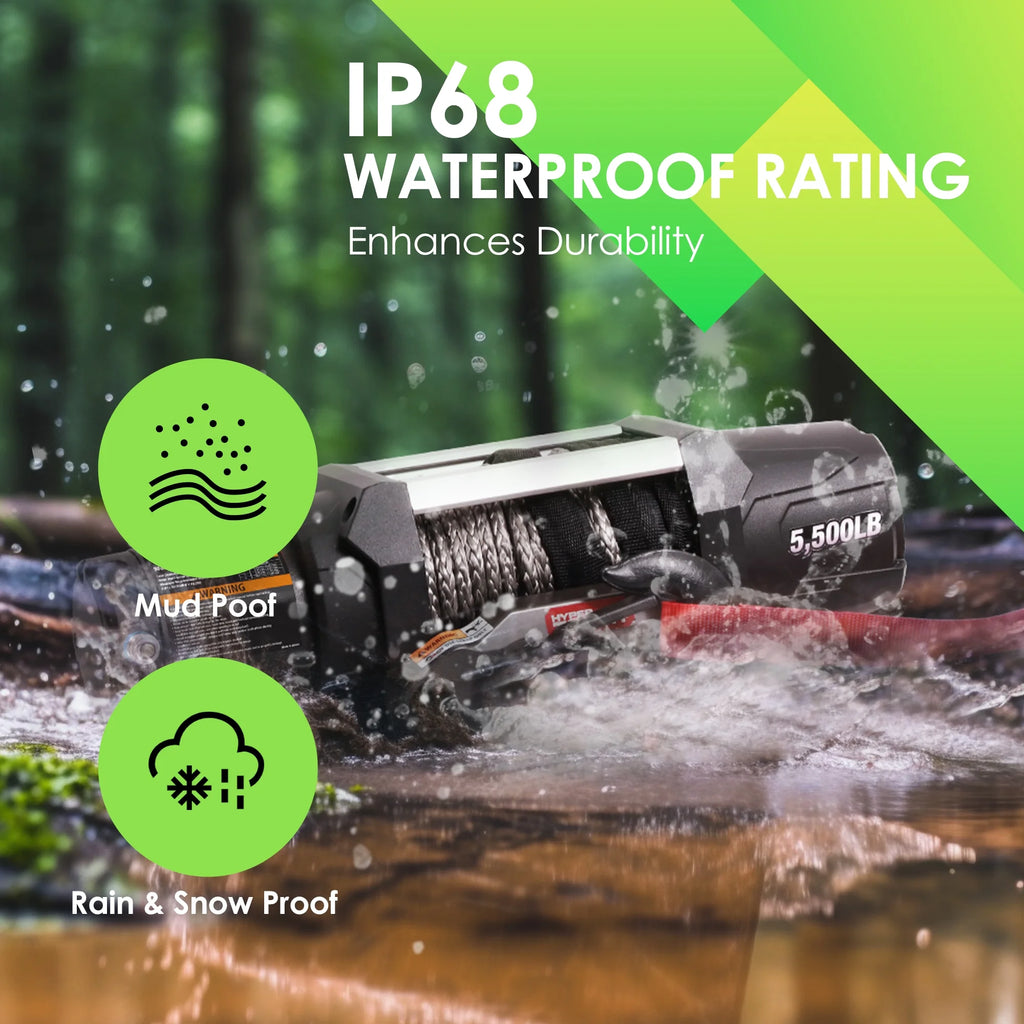 5500 lb 12V DC Electric UTV Winch with 50ft Synthetic Rope G866