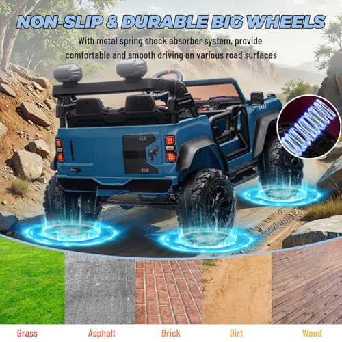 2 Seater Ride On Car for Kids, 24v Electric Truck with Remote Control, Blue V213