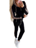 Sexy Dance Plus Size S-3XL Women Long Sleeve Leopard Tracksuit Hoodie Sweatshirt Joggers Pants 2Pcs Set Lounge Wear Casual Sport Suit Ladies Stylish Outfit
