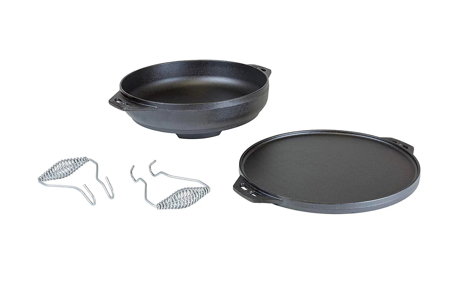 Cast Iron Cookware Set with Reversible Grill Griddle and Wok T654