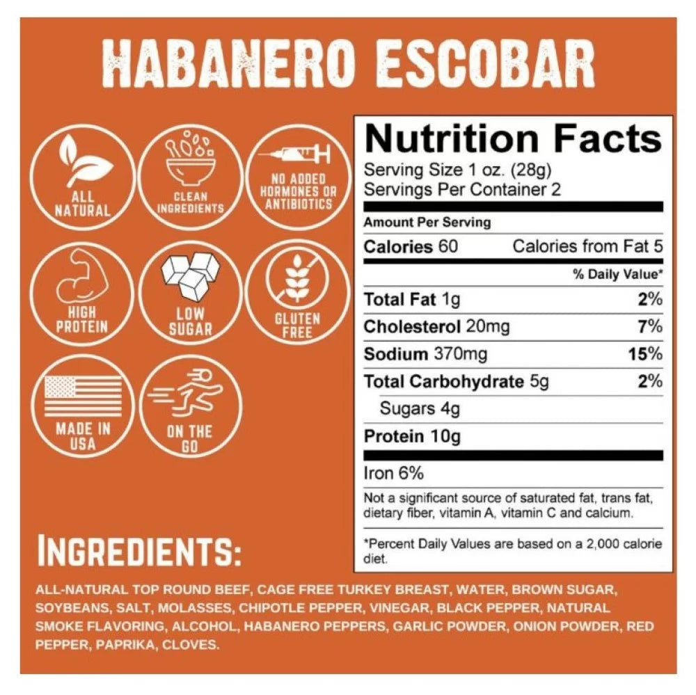 Gluten Free Habanero Beef Jerky 2oz Resealable Bag B670