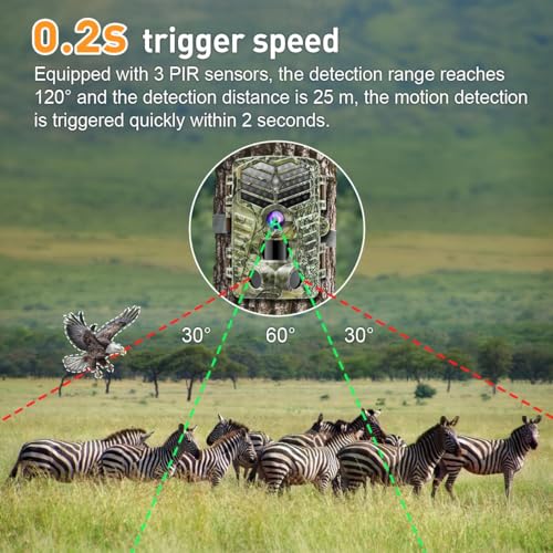 Trail Camera WiFi Bluetooth, 2.7K 48MP Night Vision Motion Activated, IP66 Waterproof N16158