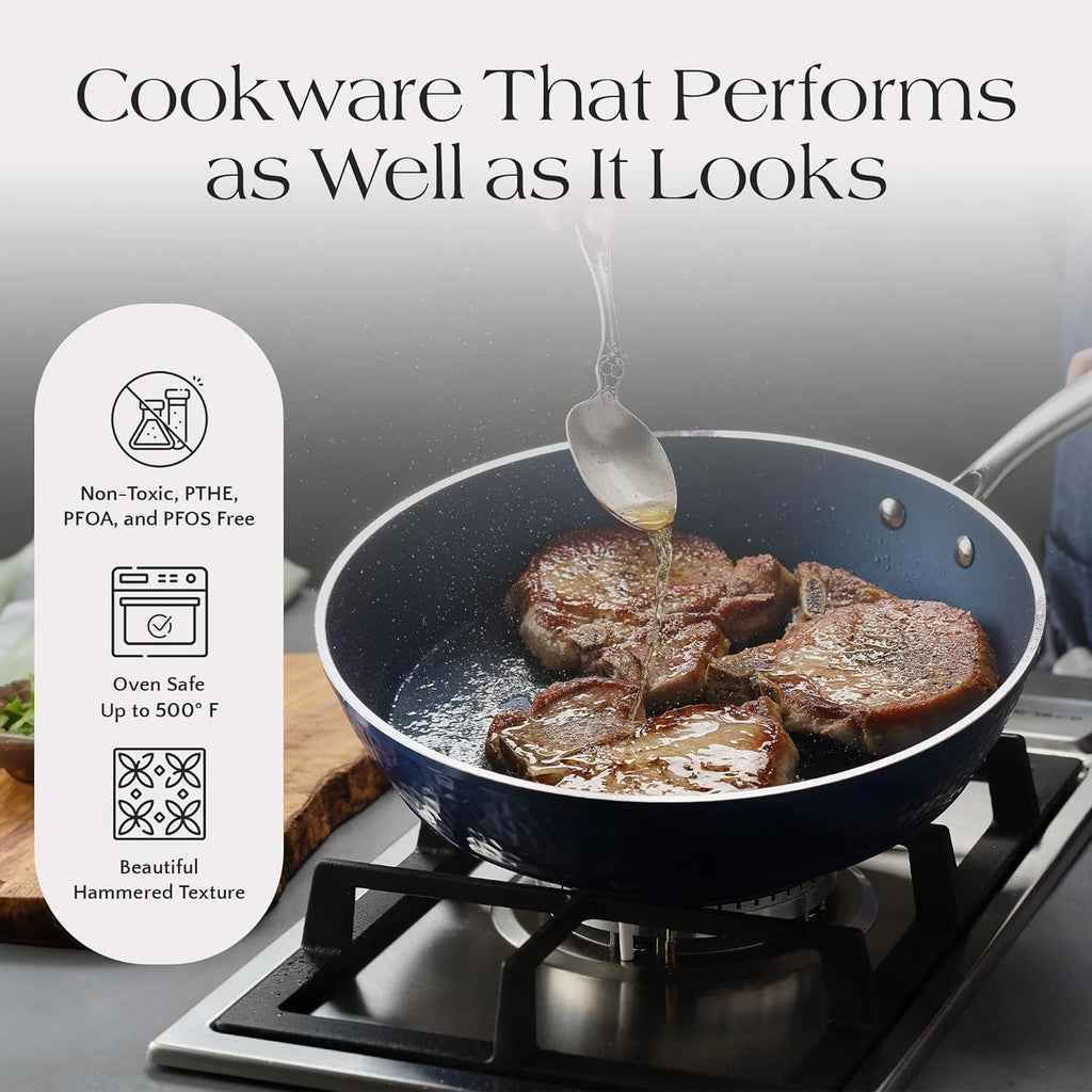 Non-Stick Ceramic 10 Piece Cookware Set with Glass Lids Y956915