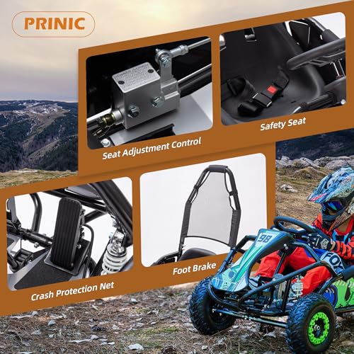 Kids Electric Drift Go Kart, 1200W Brushless Motor, 48V 12Ah Battery, 18.6 MPH I27356