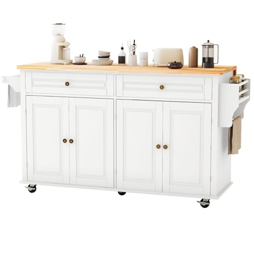 Movable Kitchen Island with Drop Leaf and Power Outlet Y932