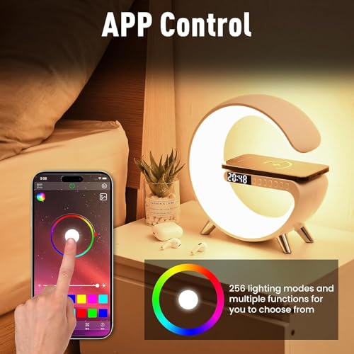 Wireless Charging LED Table Lamp with Bluetooth Speaker and Alarm Clock Z398