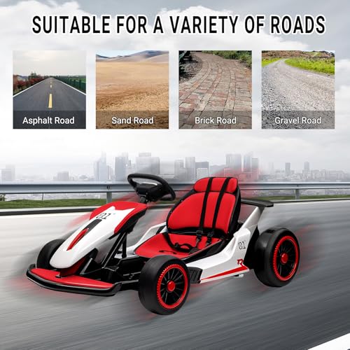 Kids Go Kart, 24V Electric Drift Car, 2-Speed Ride On Toy for Boys Girls 6+ V958