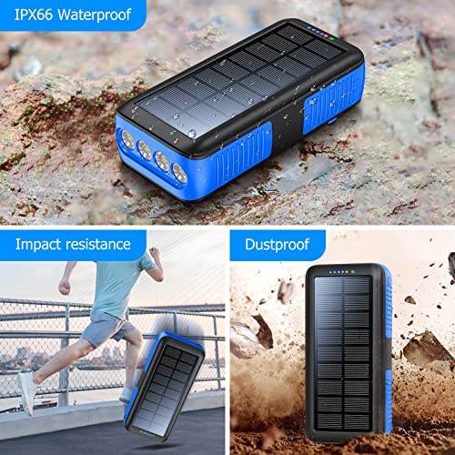 Solar Charger Power Bank 63200mAh Portable Dual Outputs Flashlight K2447