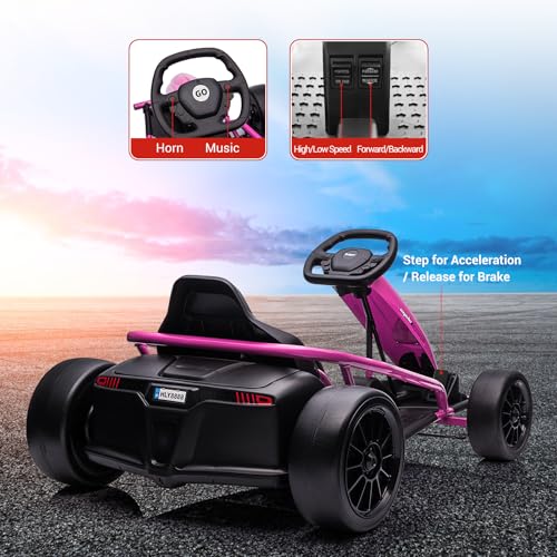 Electric Drift Kart for Kids, 24V Ride On Toy with 2×300W Motors Z27187