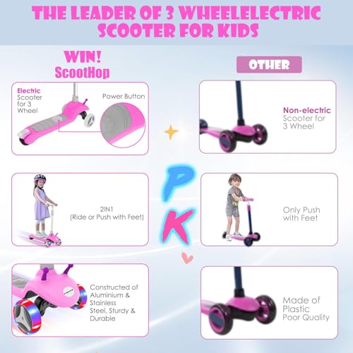 Electric Scooter for Kids Ages 3-8, 3 Wheel, Adjustable Height K687297