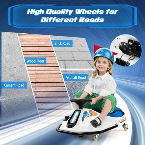 Electric Drifting Go Kart for Kids, 24V Ride On Drift Car with 360° Spin K189