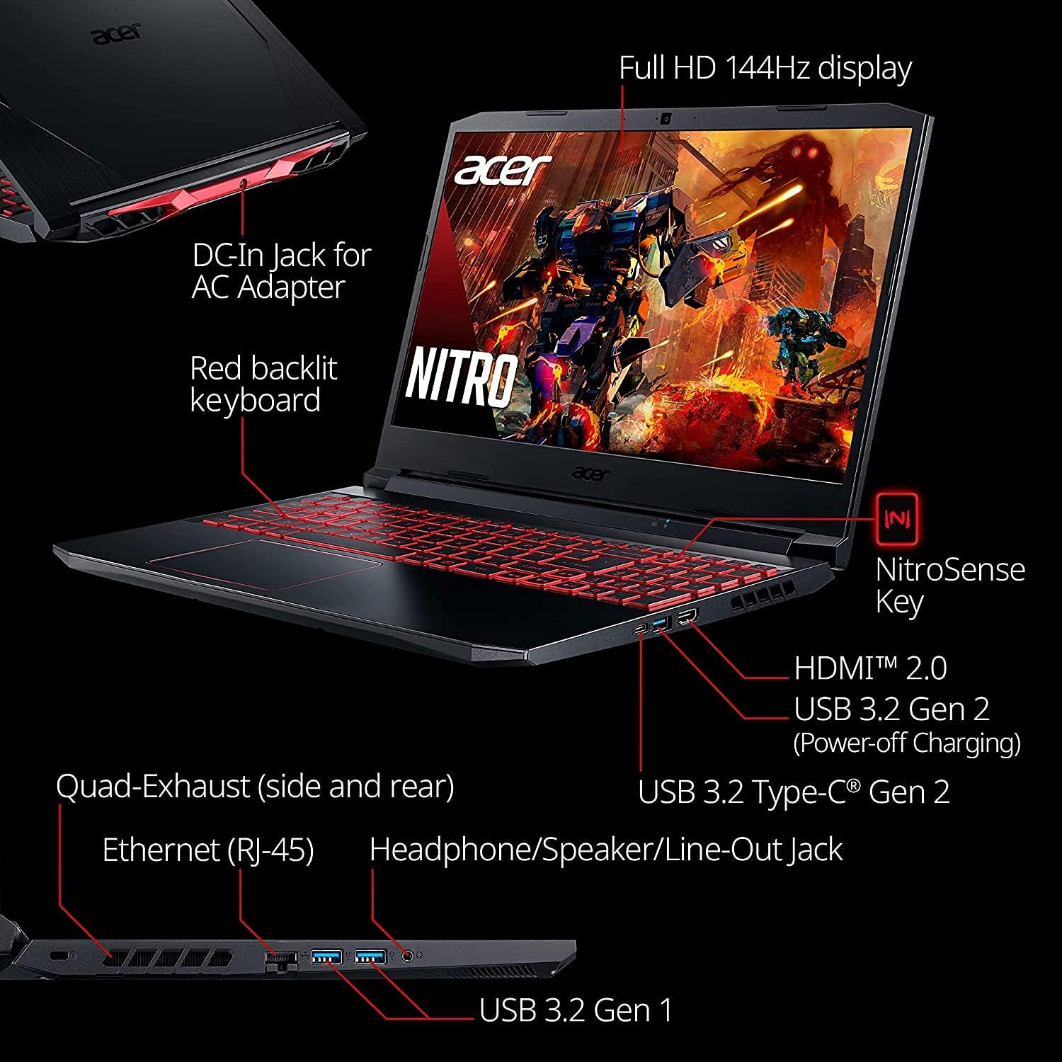 Gaming Laptop 15.6" FHD 144Hz IPS, Intel Core i5, RTX 3050, 8GB DDR4, 512GB NVMe SSD S862779