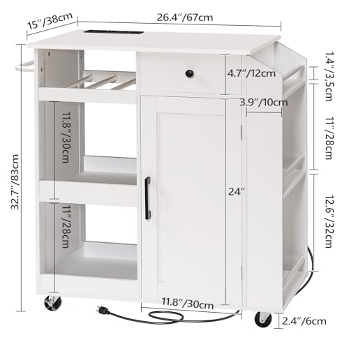 Kitchen Island with Power Outlet and Drawer, Rolling Cart on Wheels R667501