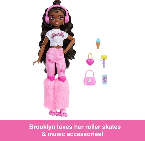 Renee Posable Roller Skating Fashion Doll with Black Hair and Accessories E10644