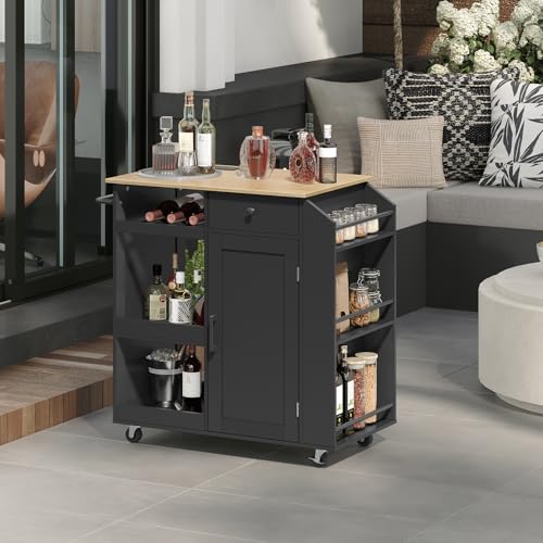 Kitchen Island with Power Outlet and Drawer, Rolling Cart on Wheels R667501