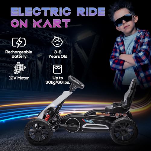 12V Electric Go Kart for Kids, Ride-On Toy with Adjustable Speed W1614
