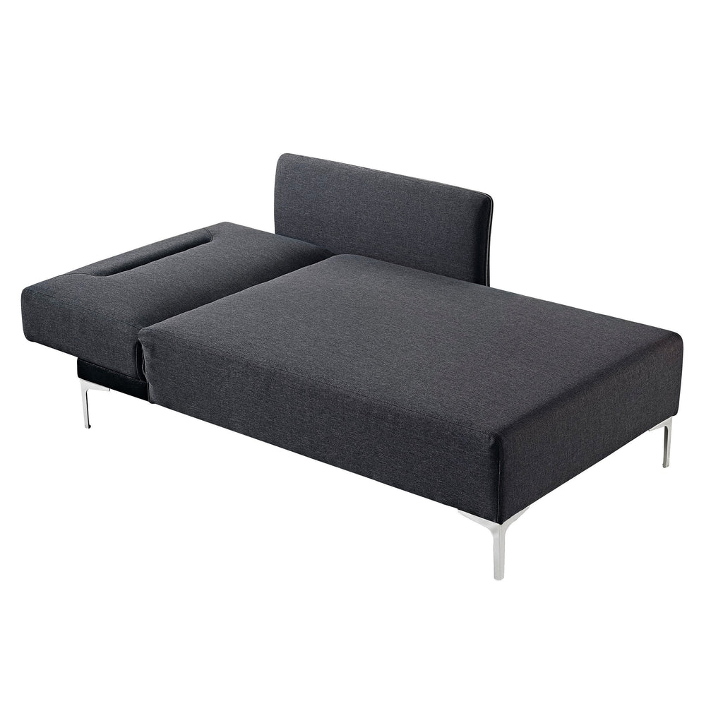 Contemporary Fabric Upholstered Right Facing 2-Piece Sleeper Sectional Sofa, Black O2338