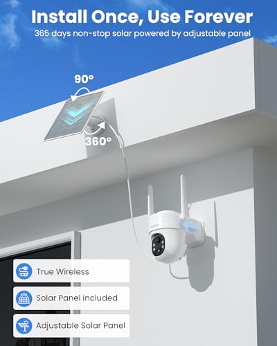 Wireless Outdoor Security Camera, 360° Pan Tilt, Color Night Vision J583888