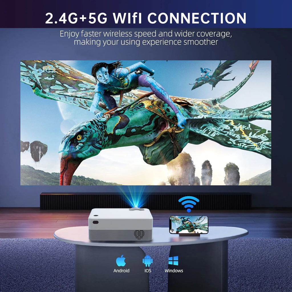Mini Projector with 5G WiFi and Bluetooth, Native 1080p, Portable Indoor Outdoor N528822