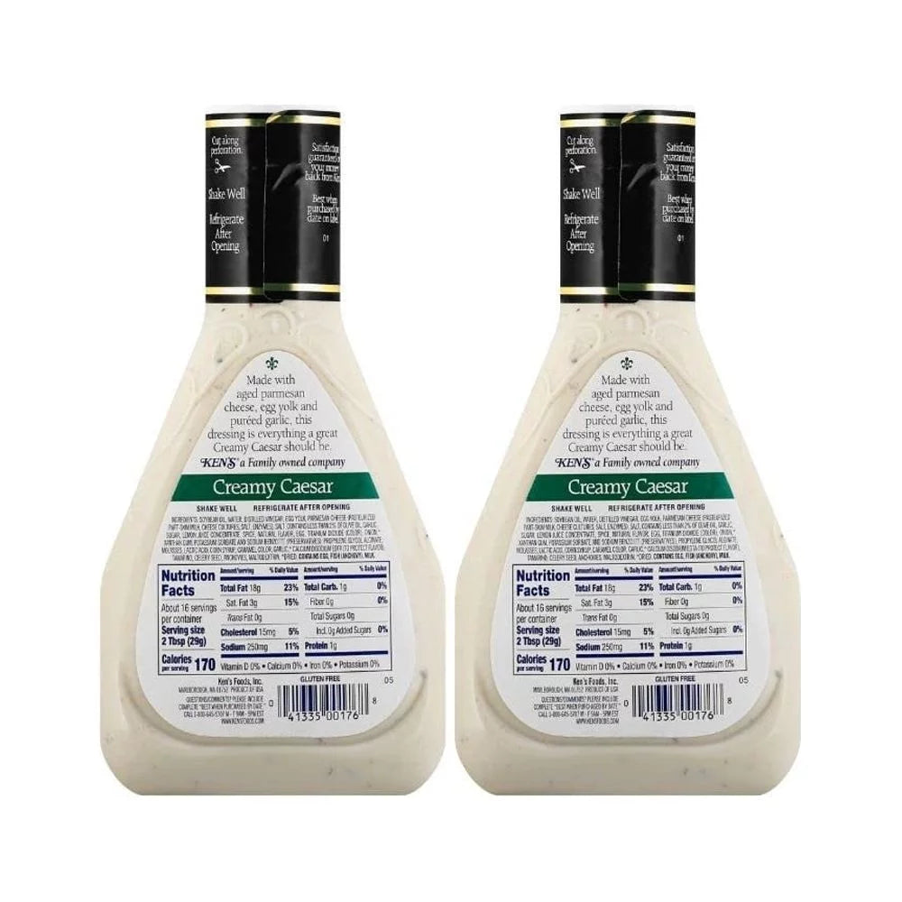 Creamy Caesar Dressing for Salads or Spreads, 16 FL OZ Bottle (Pack of 2) T821880