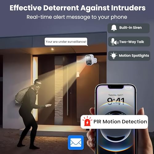 2K Wireless Outdoor Security Camera, Battery Powered, AI Motion Detection, 2-Way Talk X198