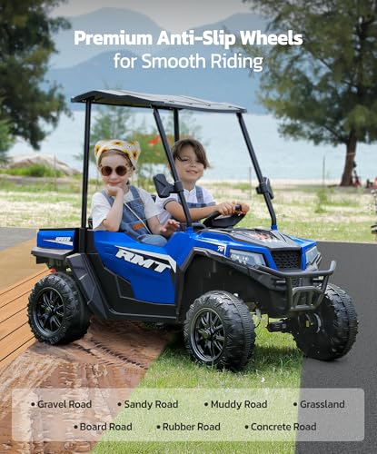 24V Ride on Car 2 Seater with Sun Shade, Dump Bed, 4WD, Pink S782676